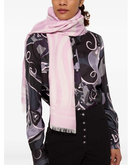 Emilio Pucci Pink Marmo-Print Jacquard Silk Scarf