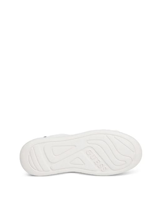 Guess White 4G-Monogram Panelled Sneakers