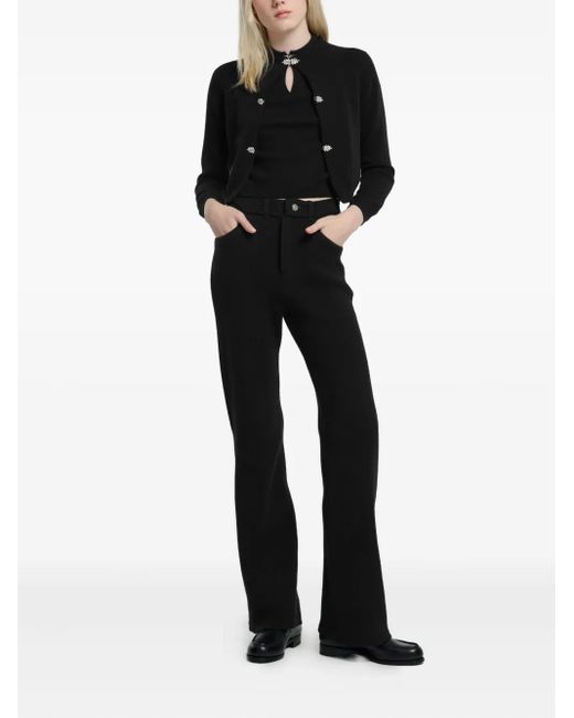 Barrie Black Jewel-Fastening Cashmere Cardigan