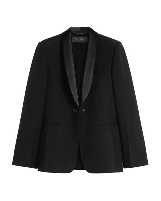 Max Mara Black Wool Gabardine Blazer