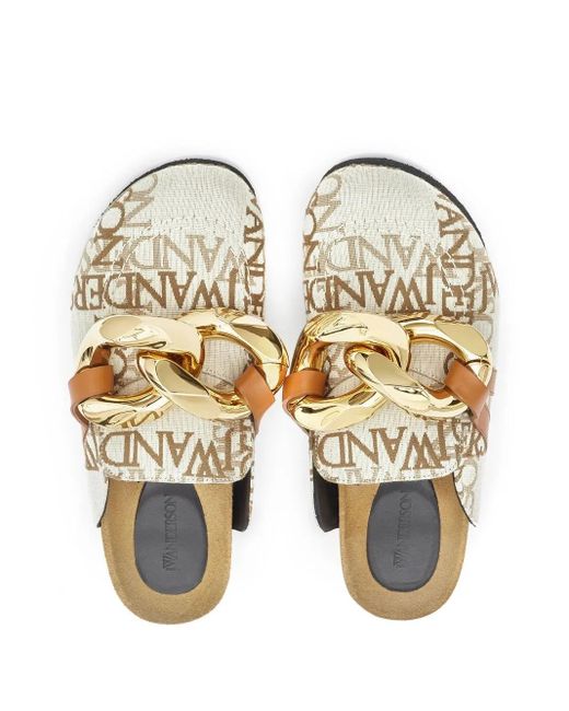 J.W. Anderson White Chain Logo Grid Mules