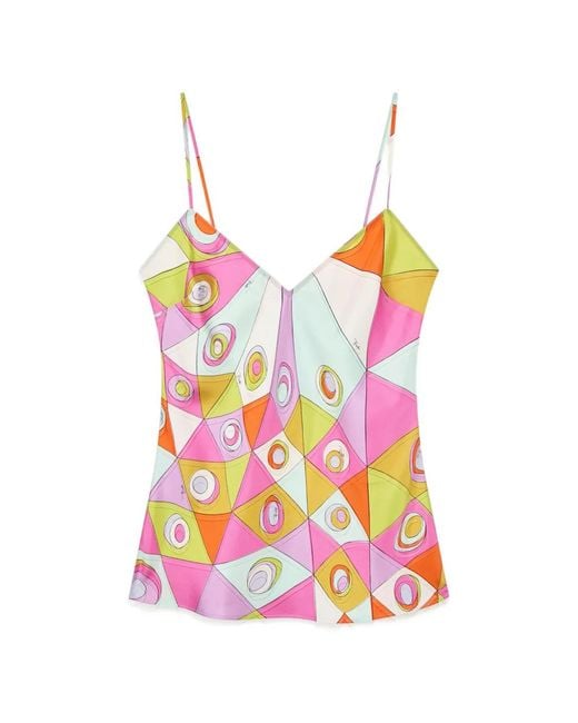 Emilio Pucci Pink Occhi-Print Silk Top