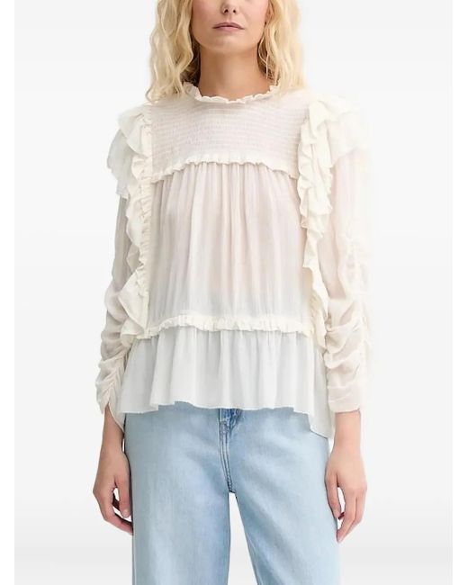 Munthe White Crisp Ruffled Blouse