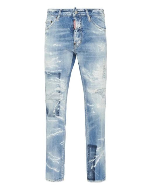 DSquared² Gerafelde Jeans Met Wassing in het Blue voor heren