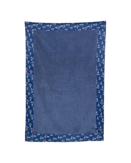 Kiton Blue Logo Print Beach Towel