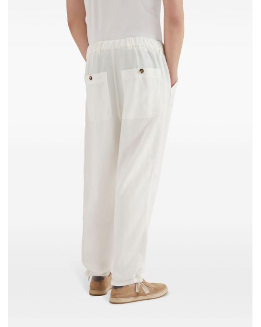 Brunello Cucinelli White Straight-leg Cotton Trousers for men