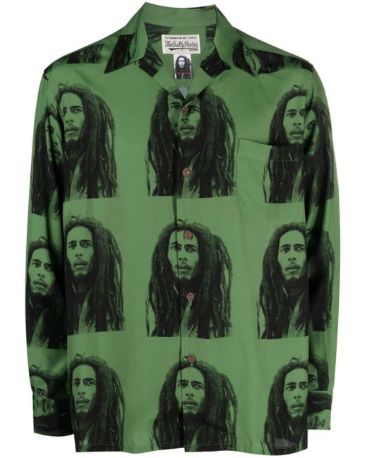 Wacko Maria Green Bob Marley Long-sleeve Shirt for men