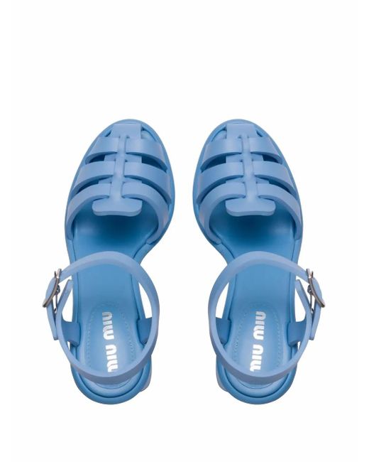 Miu Miu Blue Eva Ankle Strap 85Mm Sandals