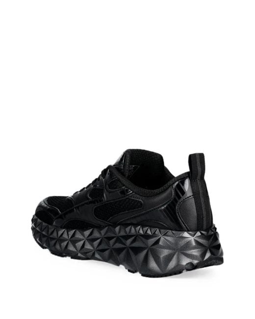 EA7 Black Geometric-Sole Mesh Sneakers for men