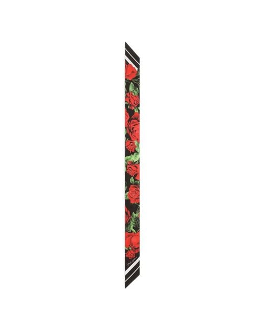 Dolce & Gabbana White Rose-Print Silk Twill Bandeau