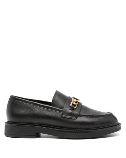 Twin Set Black Chain-link Leather Loafers