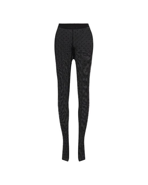 MARINE SERRE Black Second Skin High-Waisted Closed-Feet Plumetis Tights
