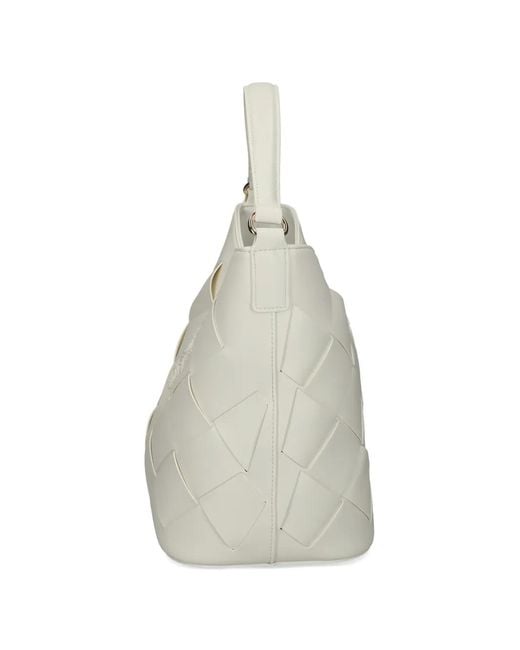 Just Cavalli White Woven Snake-Detail Bag