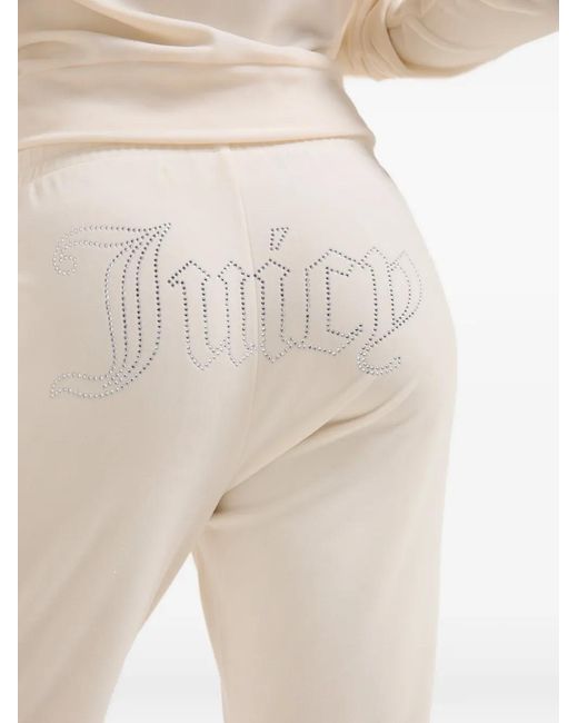 Juicy Couture White Diamanté Velour Track Pants