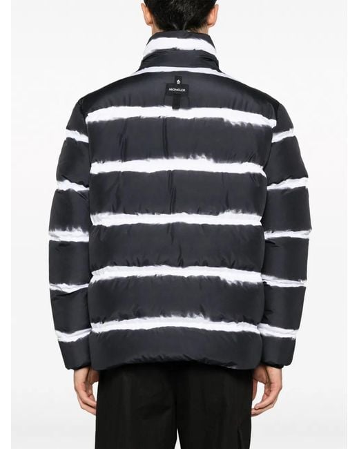 Moncler Black Sil Striped Puffer Jacket for men
