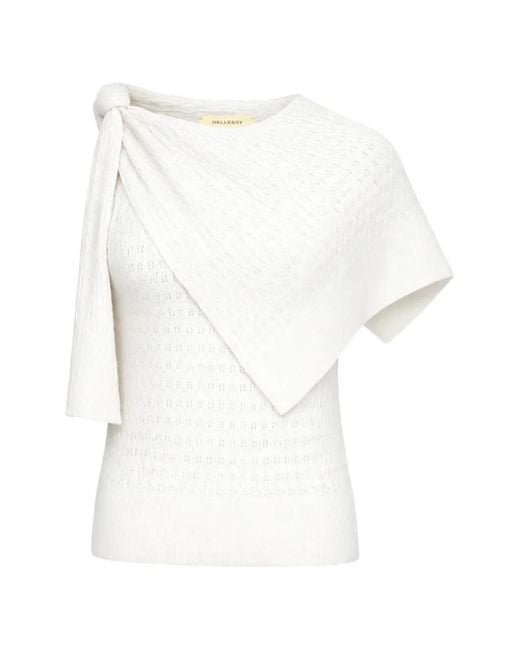 Hellessy White Dove Knitted Asymmetric-Sleeve Sweater