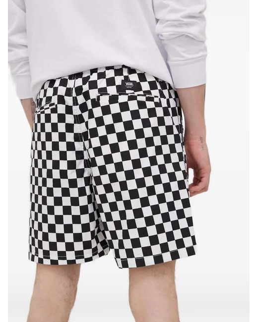 Vans Black Checkered Drawstring Shorts for men