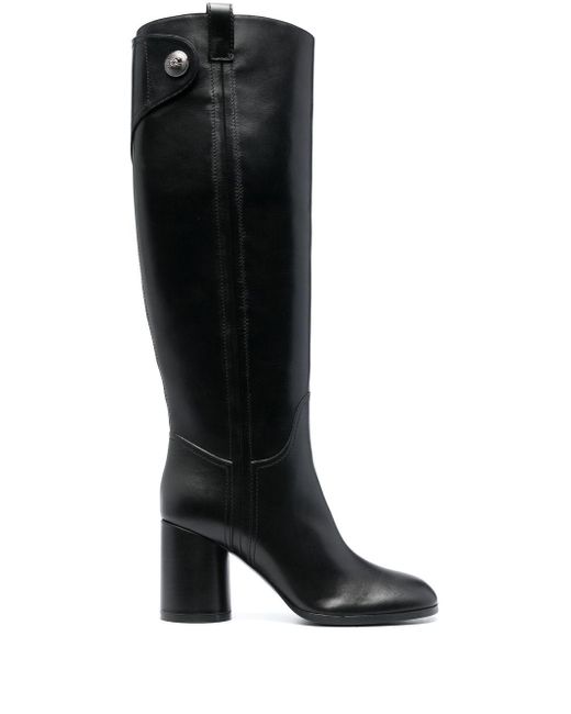 Casadei Black 90mm Knee-high Leather Boots