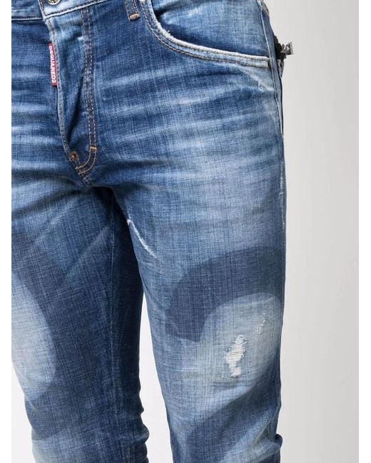 DSquared² Blue Logo-Print Skinny Jeans for men