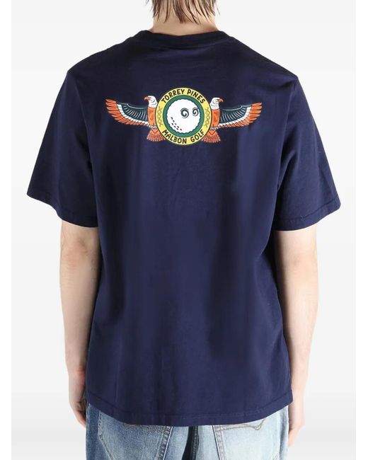 Malbon Golf メンズ ブルー ロゴ Tシャツ 【公式通販】