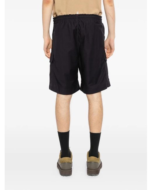 Moncler Black Gabardine Cargo Shorts for men