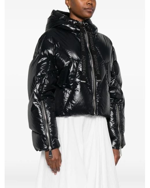 Khrisjoy Black Quilted-Hooded Puffer Jacket