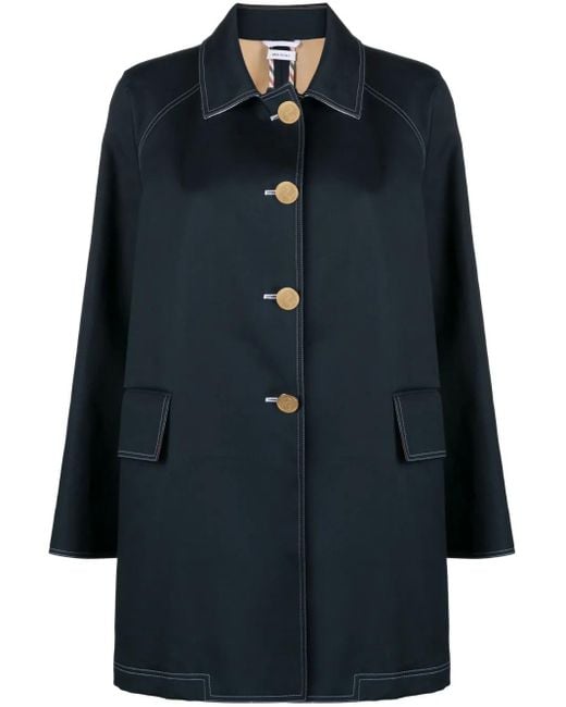 Thom Browne Blue Rwb-Stripe Cropped Car Coat