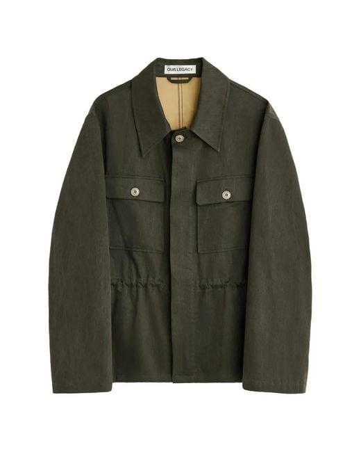 Our Legacy Green Coated Pocket Jacket for men