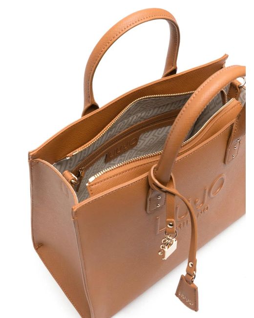 Liu Jo Brown Embossed-Logo Tote Bag