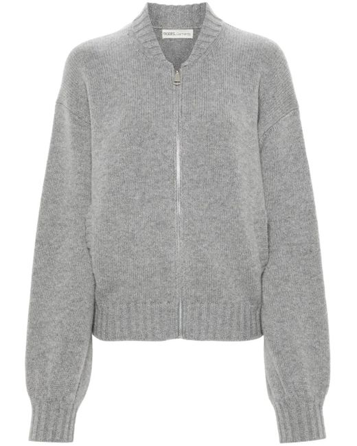 MODES GARMENTS Gray Fein gestrickter Cardigan mit Reißverschluss