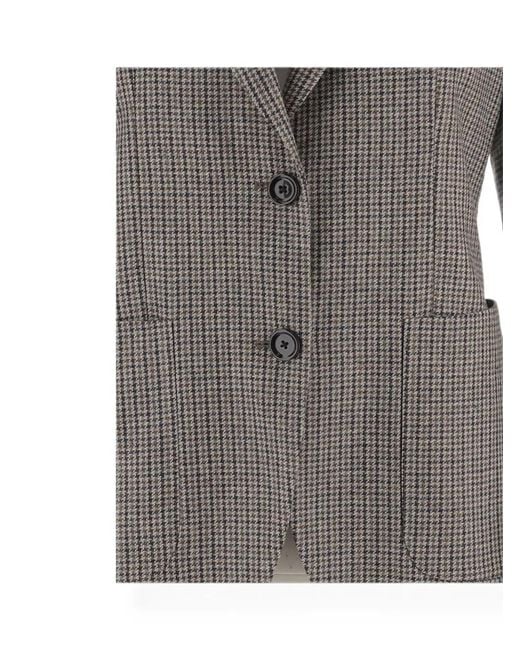 Lardini Gray Houndstooth-Pattern Blazer