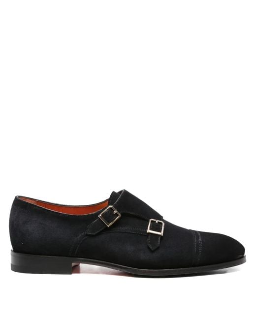 メンズ Santoni スエード モンクストラップシューズ Black