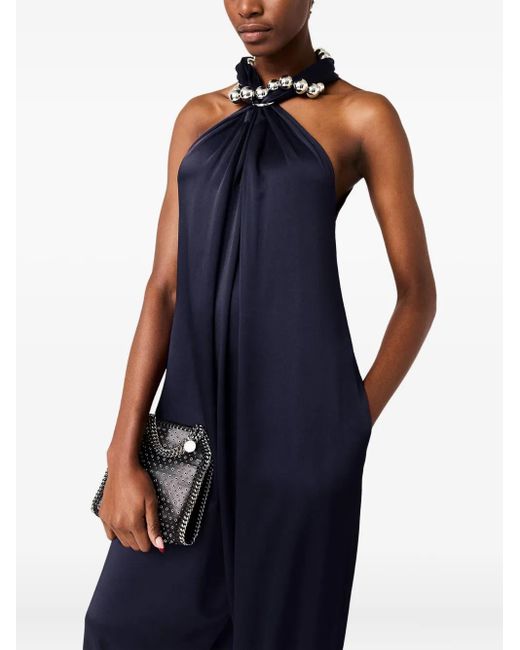 Stella McCartney Blue Ball-Chain Halterneck Jumpsuit