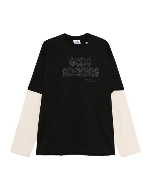 Gcds Black Long-Sleeve Logo-Print T-Shirt for men