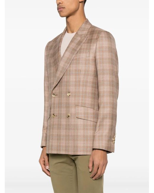 Paul Smith Natural Checked Double-Breasted Blazer for men