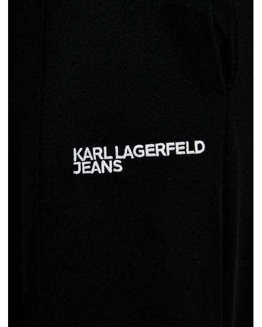 Karl Lagerfeld Black Elasticated-Waistband Logo-Embroidery Track Pants