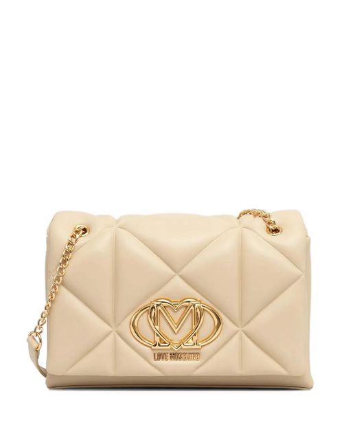 Love Moschino Natural Quilted Chain Cross Body Bag