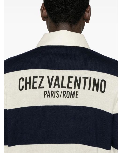 Valentino Garavani Blue Striped Polo Shirt for men