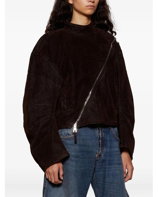 Jean Paul Gaultier Black Diagonal-zip Velvet Jacket
