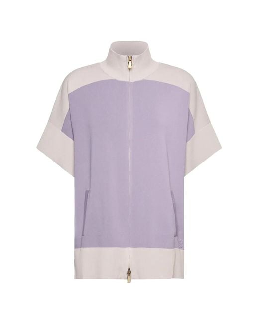 Elena Miro Purple Two-Tone Zip-Up Sweatshirt