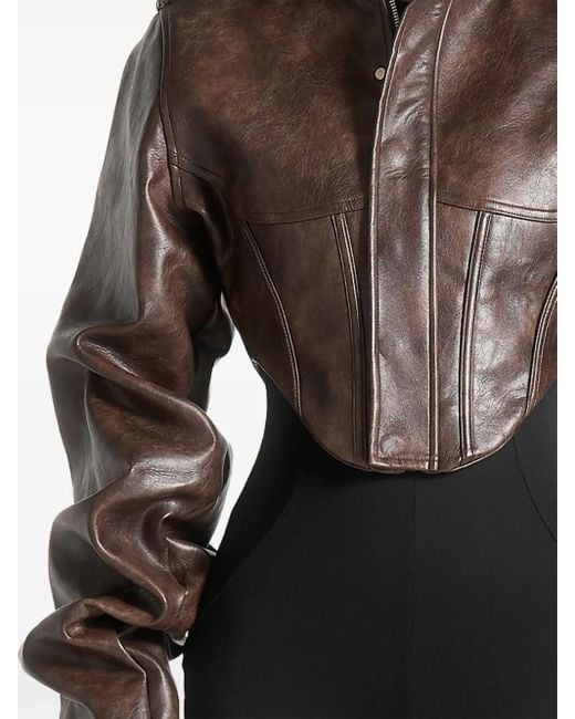 Manière De Voir Black Solange Corset-Detail Tacked-Sleeve Jacket