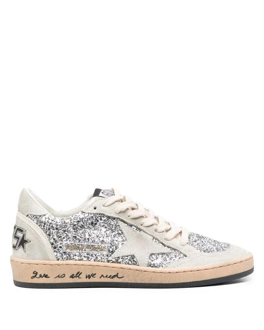 Golden Goose Deluxe Brand White Ball Star Glitter Leather Sneakers - Women's - Calf Suede/calf Leather/sequin/rubber