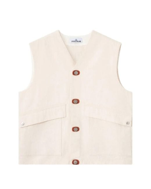Chaleco Cargo Con Botones Stone Island de hombre de color Natural
