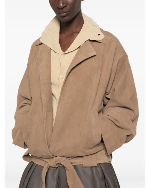 Khaite Natural Belted Notch-Lapels Jacket