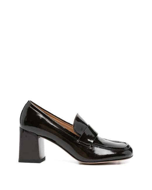 SERGIO MORETTI FIRENZE Black Square-Toe Leather Pumps