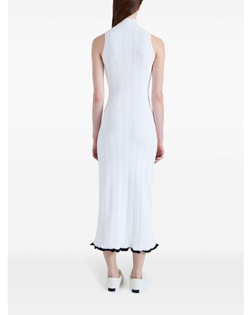 Proenza Schouler White Pointelle-knit High-neck Dress