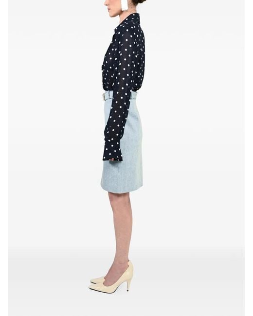 ROWEN ROSE Blue Jupe En Jean À Taille Ceinturée