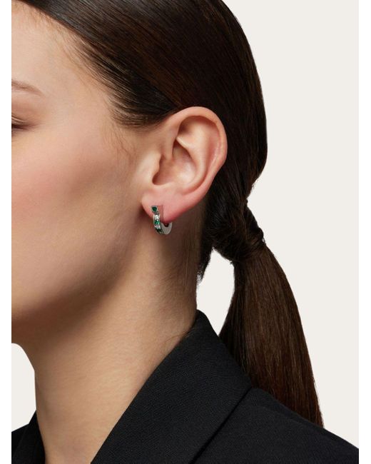 Ferragamo White Gancini Crystal-embellishment Earrings