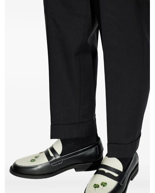 Duke & Dexter Black Wilde Clover-Print Leather Loafers for men