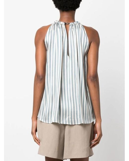 Top Monili con cuello halter a rayas Brunello Cucinelli de color Blue